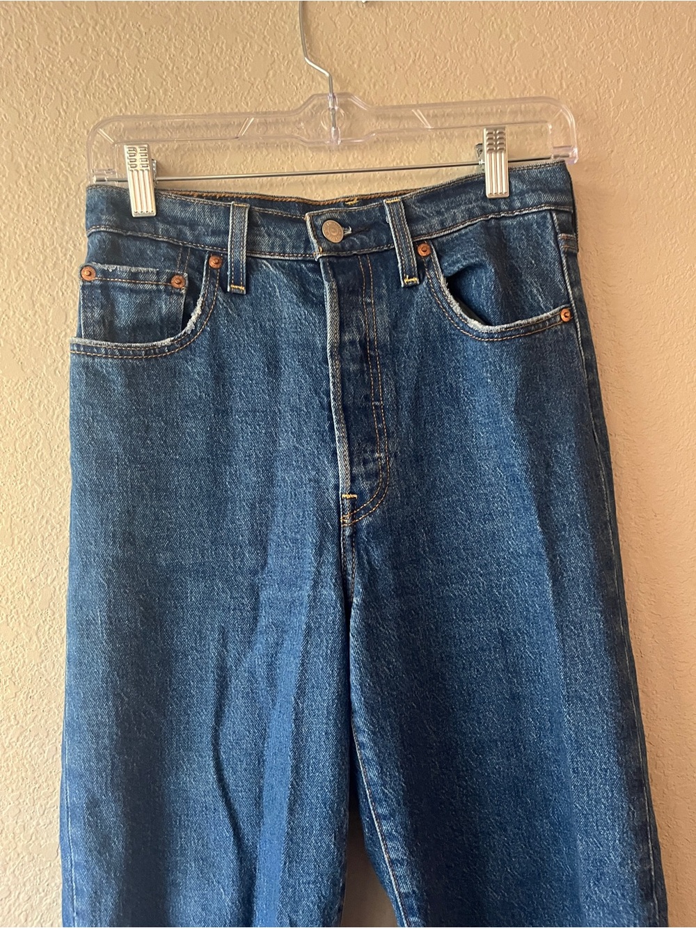 Levi’s Ribcage Straight Leg Womens Blue Denim Jeans 26 - Picture 2 of 6